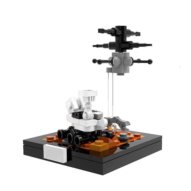 MOC City Space Mars Rover Landscape Helicopter Drone Space Station Robot Figures Building Blocks Bricks Toys