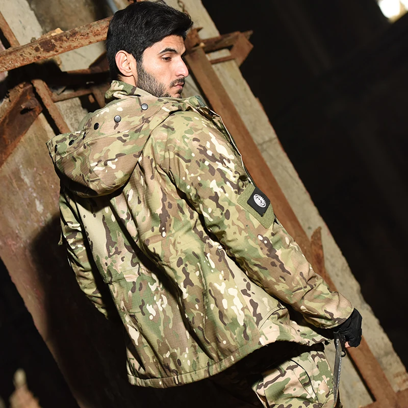 Chaqueta polar táctica militar – Camuflaje woodland con capucha desmontable - imagen 5