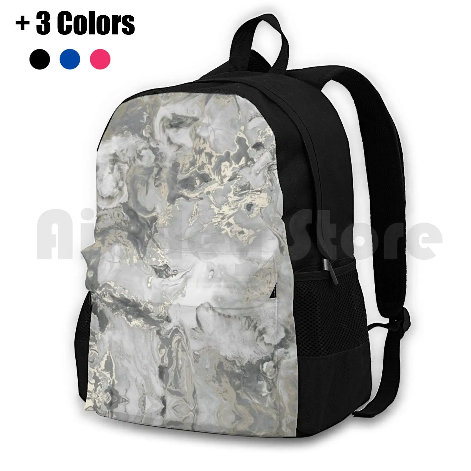 Marble Gray Silver Gold Outdoor Hiking Backpack Riding Climbing Sports Bag Marble Gray Marble Marble Shell Popular Trend