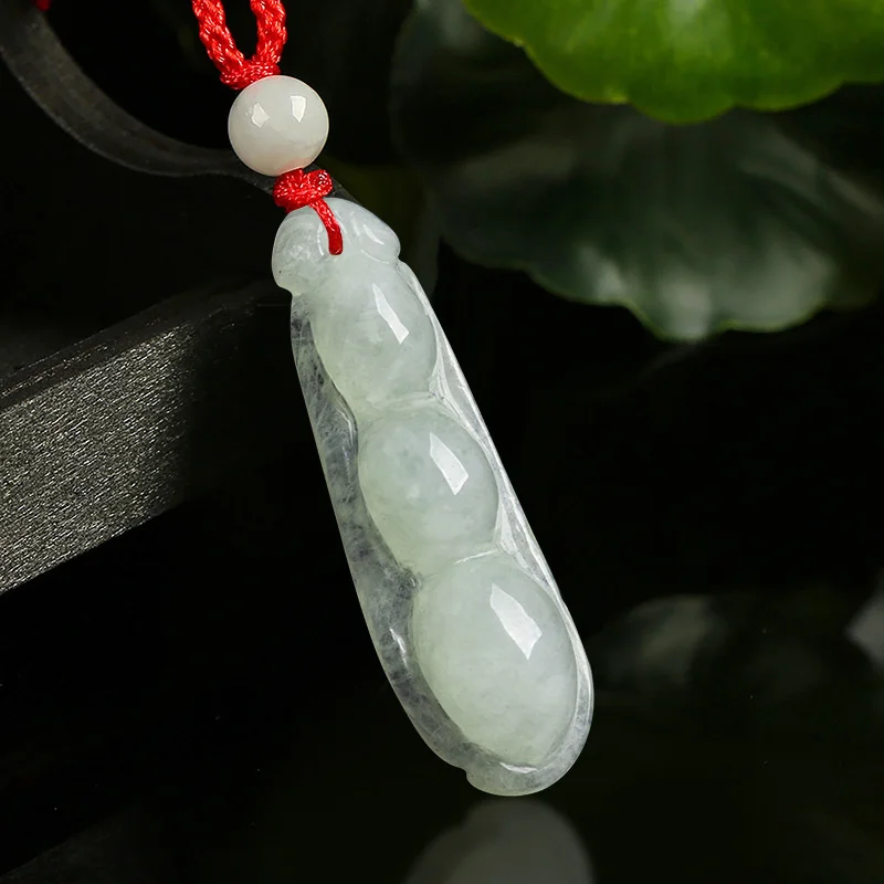 Hot Selling Natural Hand-carve Jade Fudou Kidney Bean Iced Species Necklace Pendant Fashion Jewelry Men Women Luck Gifts Amulet