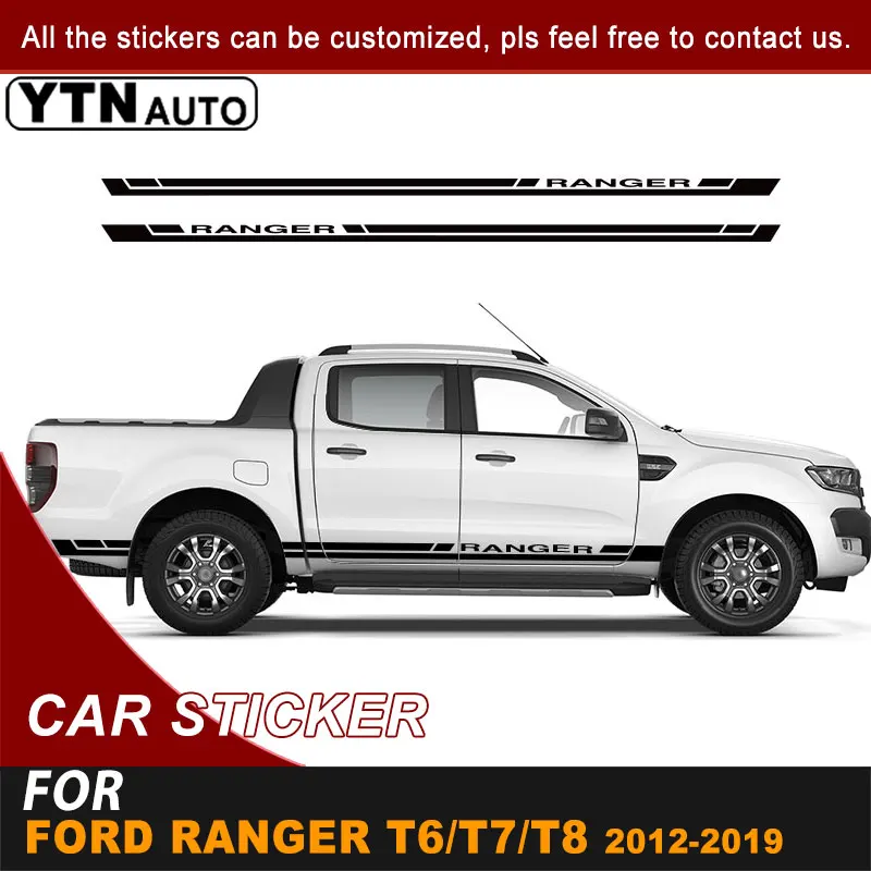 Side Door Car Sticker Stripe Graphic Vinyl Decal Car Assessoires For Ford Ranger T6 T7 T8 2012 2013 2014 2015 2016 2017-2019