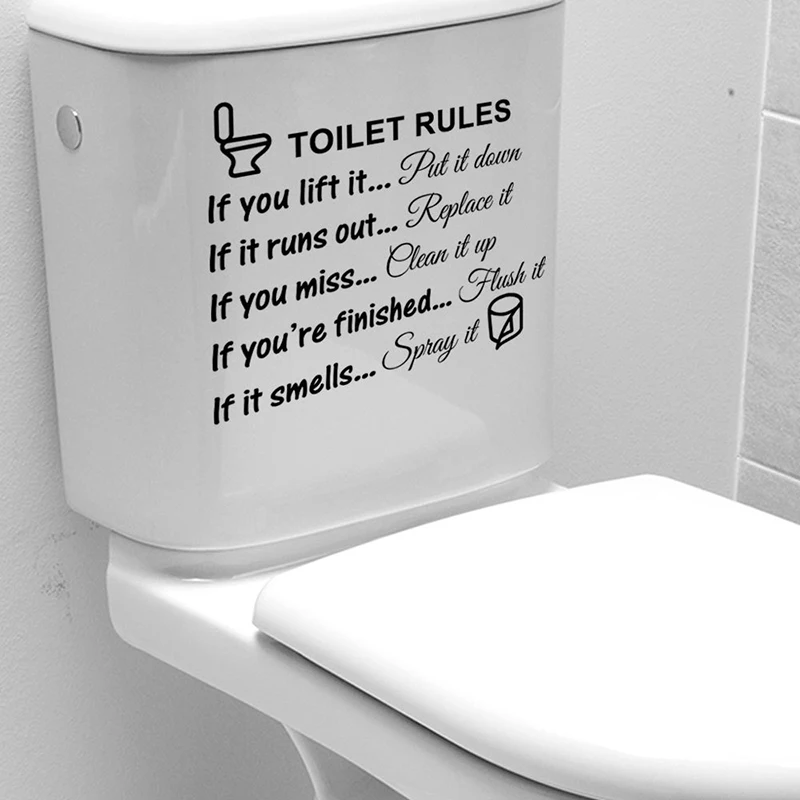 Creative Reminder Writing Toilet Stickers DIY Wc Washroom PVC Waterproof Posters Decals Models Wall