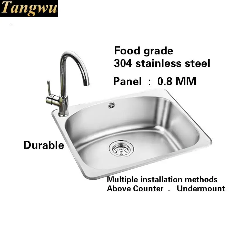 Free shipping Standard food grade 304 stainless steel balcony tank sink single slot hot sell 58x47 cm