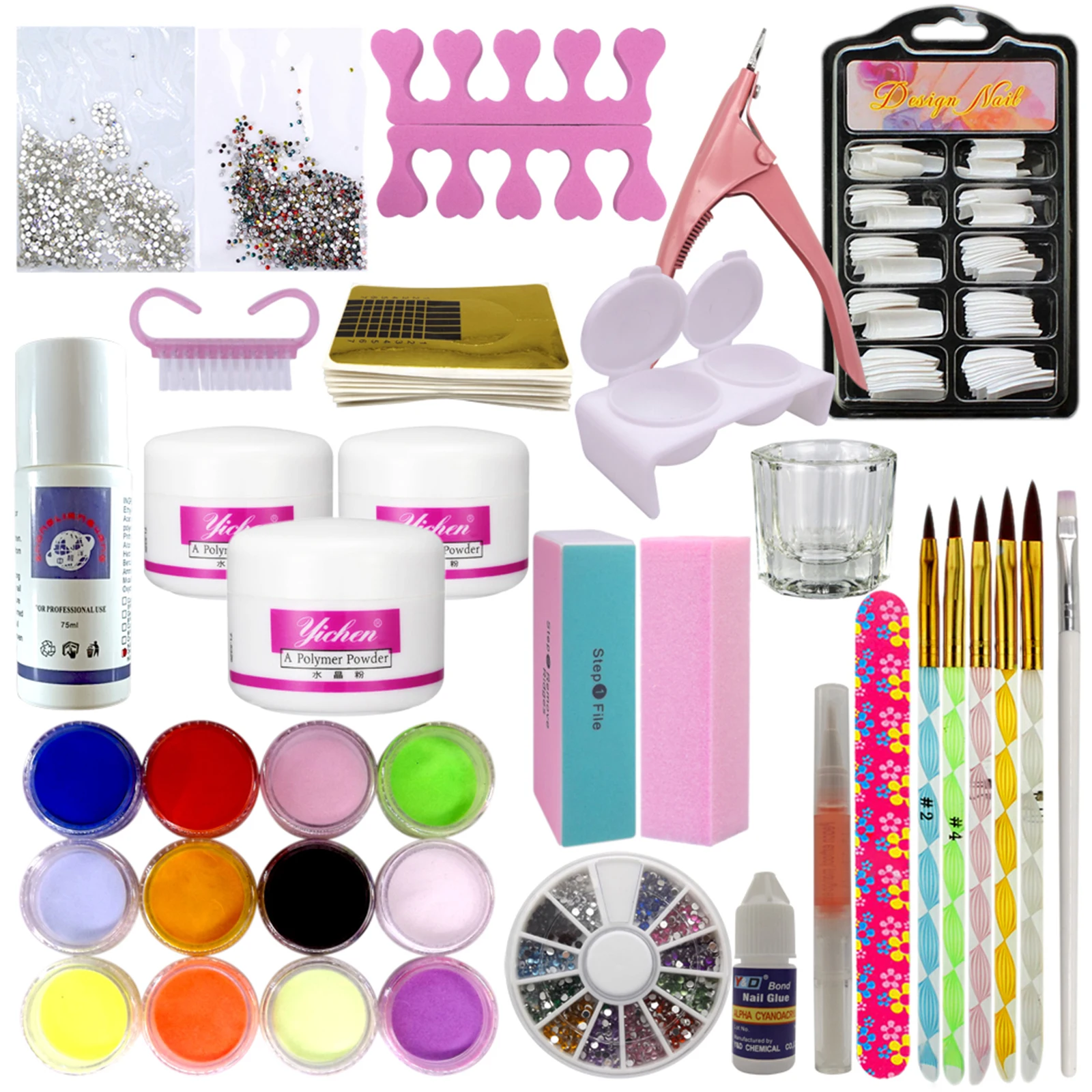 

Warm Girl Acrylic Powder Liquid Nail Art Set UV Gel Glue File Brush Kits