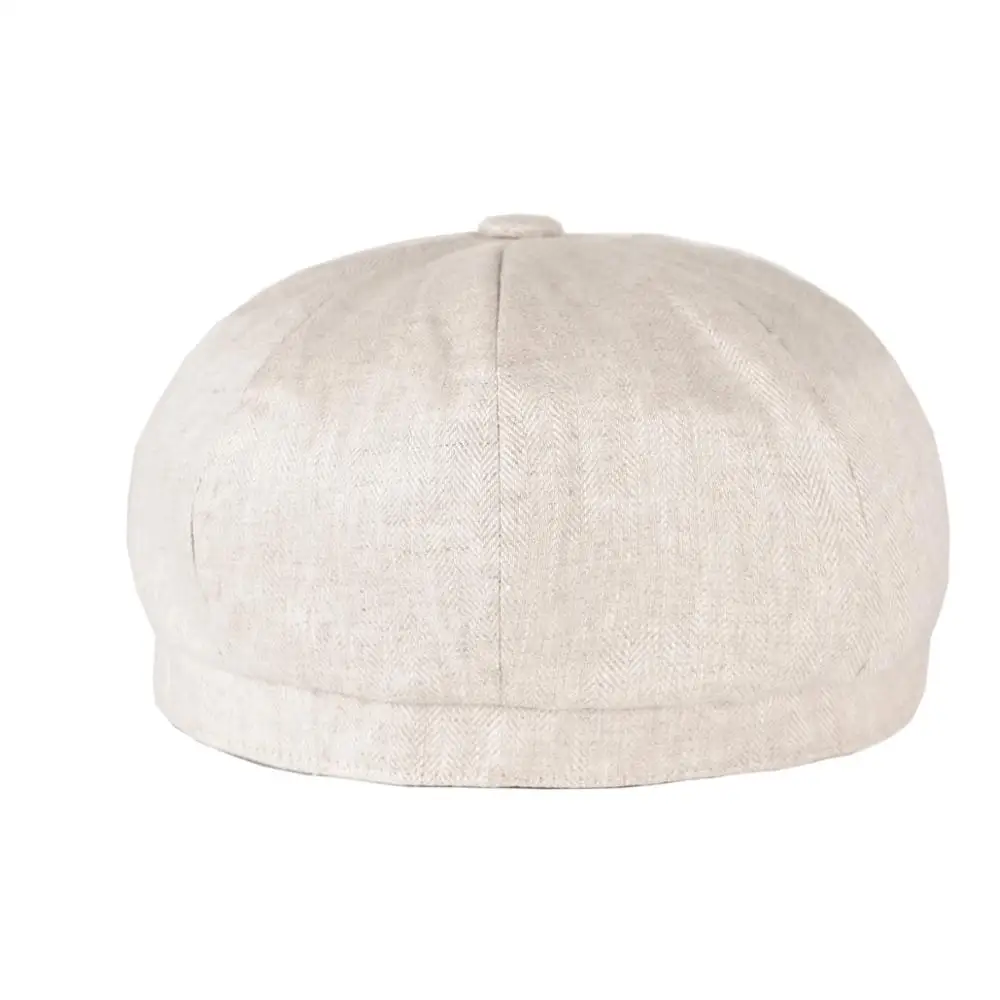 BOTVELA Summer Linen Newsboy Cap Men Women Herringbone Bakerboy Caps Lightweight Breathable Flat Hat Apple Beret for Male