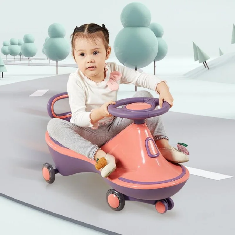 LazyChild Music And Light Twisting Baby Carriage 1-3-6 Years Old Silent Wheel Baby Toy Scooter Universal Wheel Scooter 2023 New