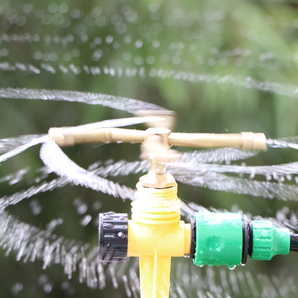 4 Arm Automatic Rotary Whirling Sprinkler Garden Lawn Irrigation Watering Nozzle Spray Rotating Brass Sprayer