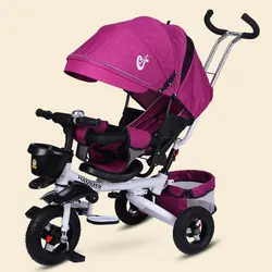 Multifuncional Folding Baby Stroller, triciclo infantil, assento reclinável de bicicleta, roda espacial, três rodas, pode sentar e mentira