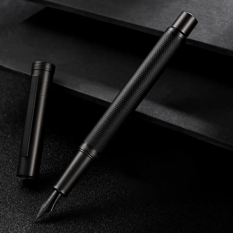 Fountain Pen Black Metal Titanium Black EF/F Nib High Quality Tree Texture Excellent Writing Gifts For Business Office Supplies