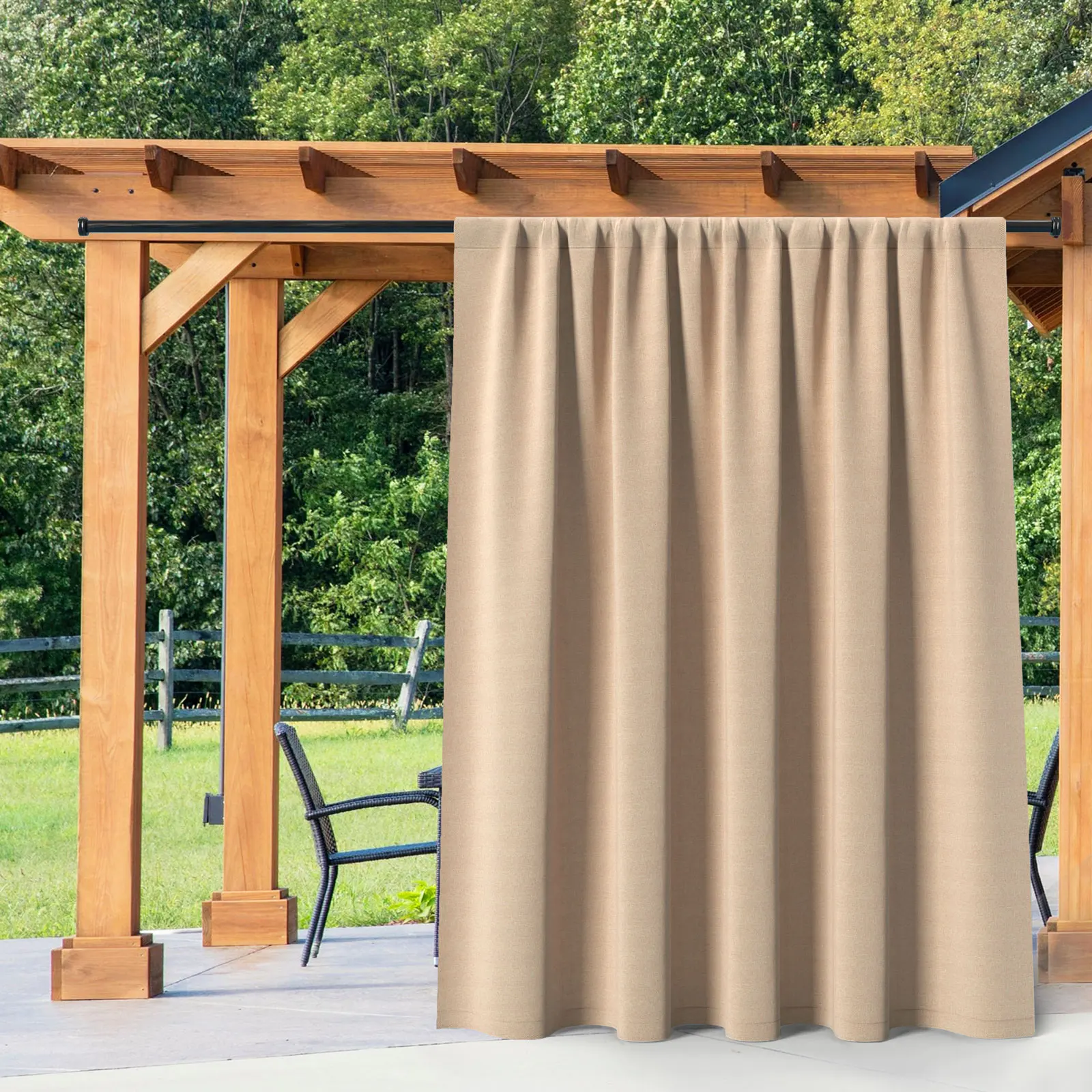 Waterproof Outdoor Blackout Curtain Panel, Monochromatic, Thermal Insulated and UV Protection, Rod Pocket, Patio or Balcony