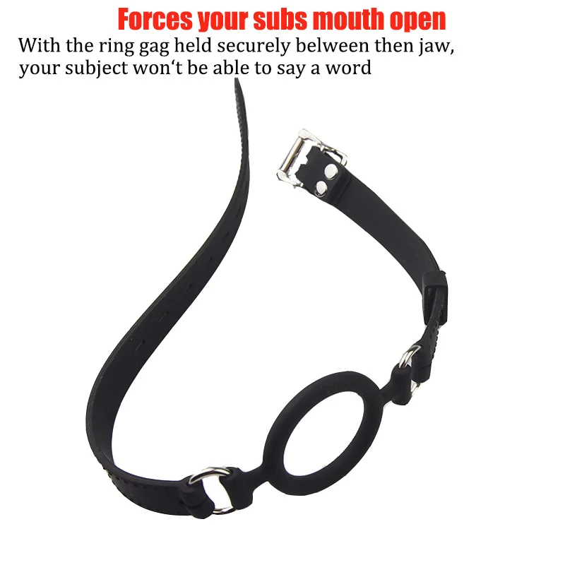 Full Silicone O Ring Gag Strap,Open Mouth Bite Gag,Fetish Oral Fixation BDSM Toys,Sex Slave Bondage Muzzle SM Couple Game Tools