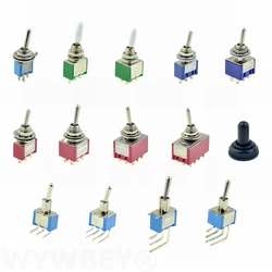 2PCS Mini Toggle Switch 3 Position 2 Positions ON OFF ON DPDT Self-locking KNX Toggle Switches 6A 125V Waterproof Cap Cover