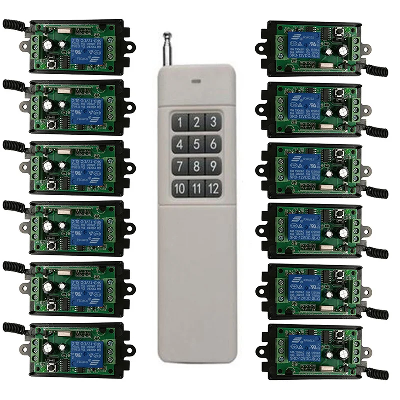 433MHZ 3000M Long Range DC12V  1CH RF Wireless Remote Control Switch System Transmitter+Receiver lamp/Garage Doors/ shutters