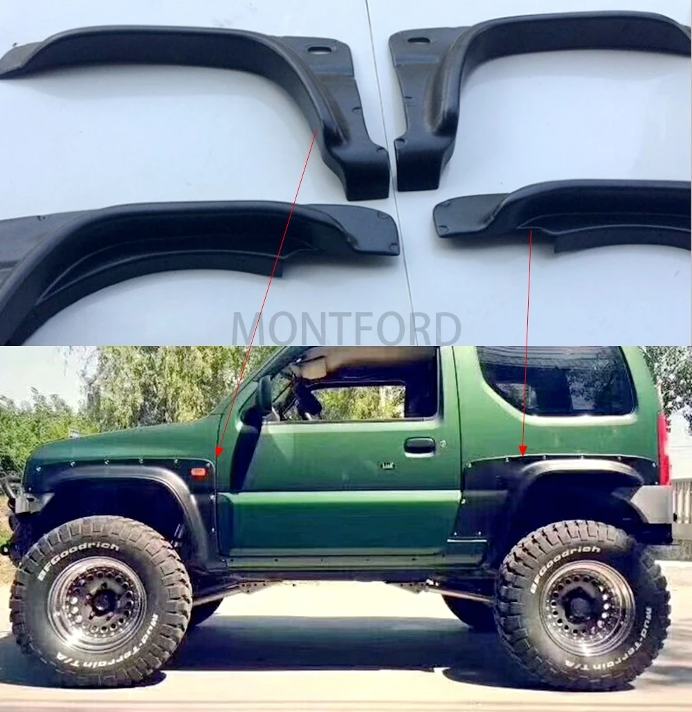 4Pcs Car Styling Matte Black Wheel Eyebrow Round Arc Fender Mud Flaps Mudguards Splash Guards For Suzuki jimny 2007-2017