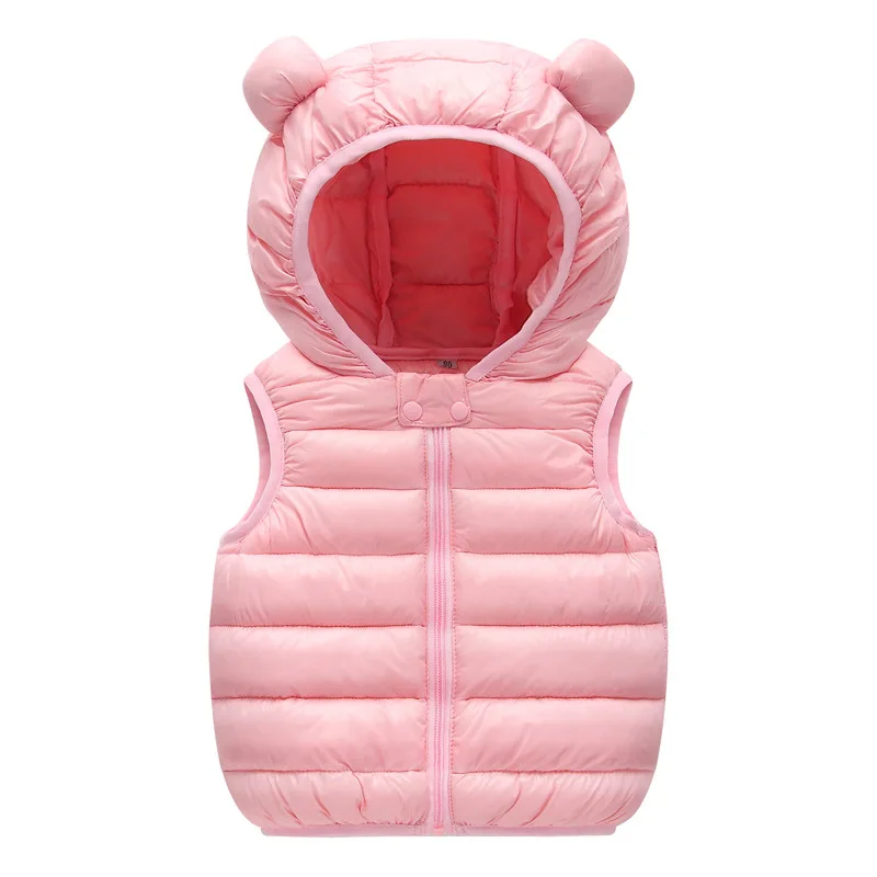 2021 Children Warm Down Vest Autumn Baby Boys Girls Thicken Waistcoat Baby Outerwear Vests 1-5 Years Kids Hooded Jackets Vest