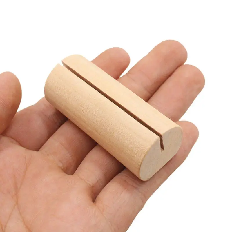 10 Pcs Business Card Holder Natural Wooden Rectangle Shaped Photo Stand Picture Holder Handmade Memo Clips Desktop Message Craft