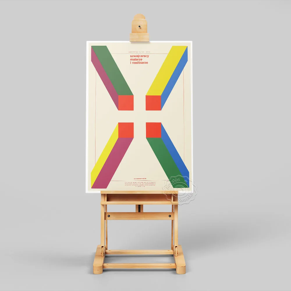 Vintage Polish Theatrical Art Poster, Colored Drawing Geometry Stereo Patterning Art Prints, Nordic Abstract Art Home Wall Decor