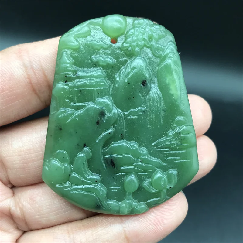 Hot Selling Natural Hand-carve Jade Landscape Brand Necklace Pendant Fashion Jewelry Accessories Men Women Luck Gifts