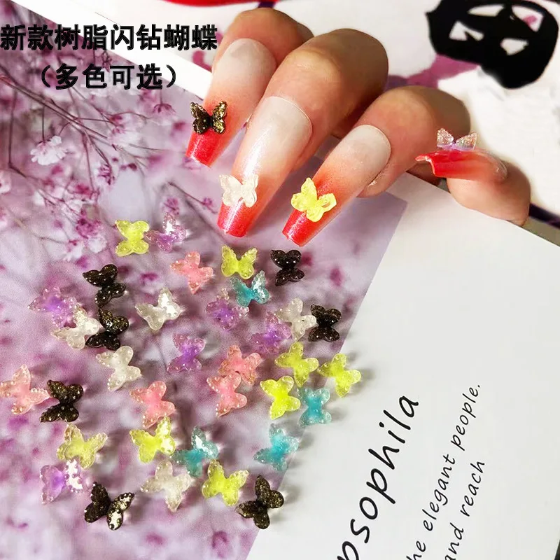 

6 Colors 100pcs/Bag Nail Art Aurora Sequins Symphony Butterfly 3D Symphony Decoration DIY Handmade Resin Nail Art