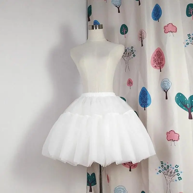 Lolita rok bola rok pendek gaun Cosplay pakaian dalam tanpa hoop Ruffle Rockabilly Crinoline aksesoris pernikahan