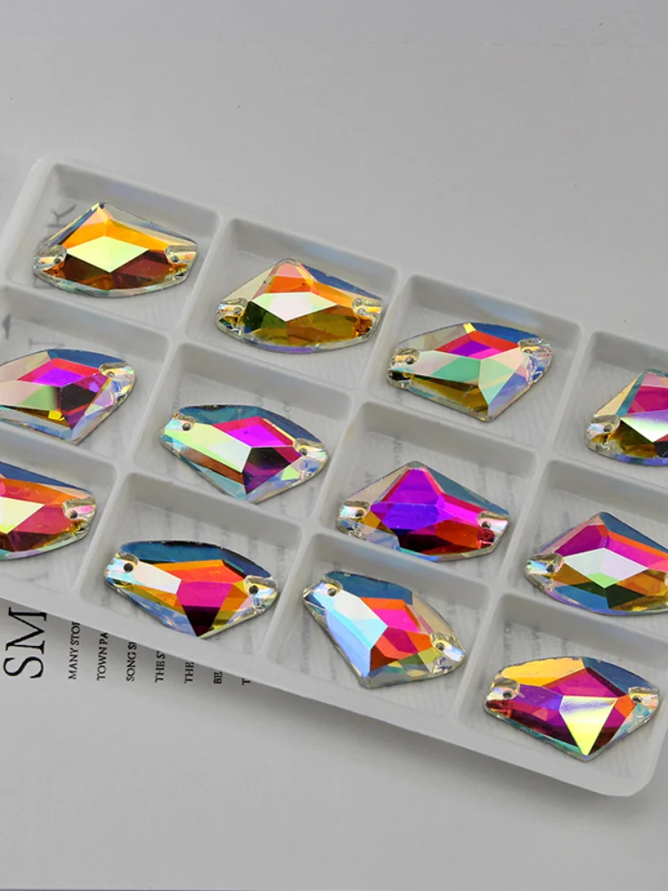 Cristal en forma de hacha para coser con diamantes de imitación, cristal plano 3256, piedra galáctica para coser, tamaño 5*10 9*14 12*19 16*27 para
