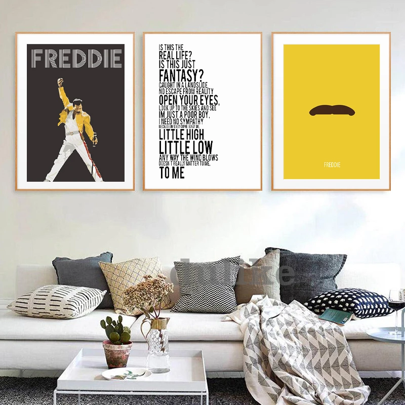 Queen Band Freddie Mercury Posters Print Bohemian Rhapsody Canvas Painting Art Pictures Hip Hop Wall Decoration