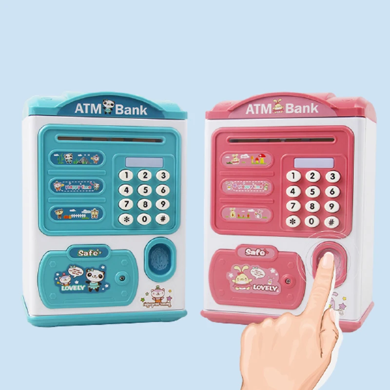 حصالة على شكل حيوان إلكترونية للأطفال ، حصالة بصمات الأصابع ، صندوق توفير كبير للعملات المعدنية ، حصالة نقود أصلية