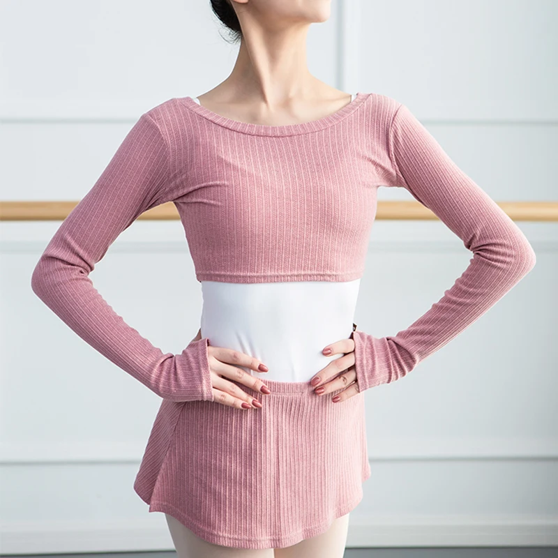 Ballet Crop Top Women Dance Skirt Long Sleeve Ballet T Shirt Legwarmer Dance Winter Warmer Ballerina Dancewear Ballet Clothes