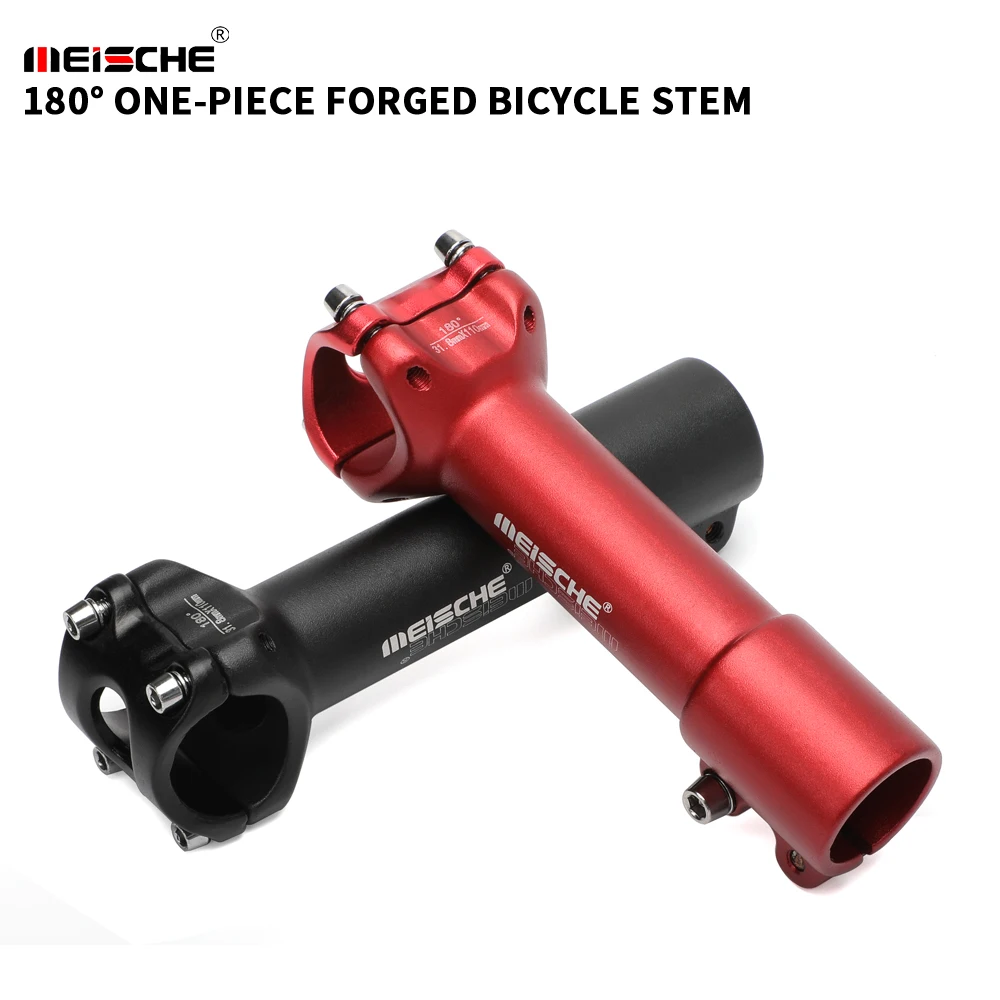 Mountain Bike Stem One-piece Forged Road Bicycle Handlebar Riser 180 Degree MTB Stem 31.8x110mm 28.6mm Steerer Fork Adapter
