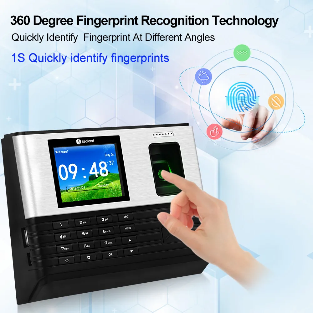 YiToo 2.8inch Wifi RFID Biometric Fingerprint Time Attendance TCP/IP USB Office Check-in Realand System Time Clock Free Software