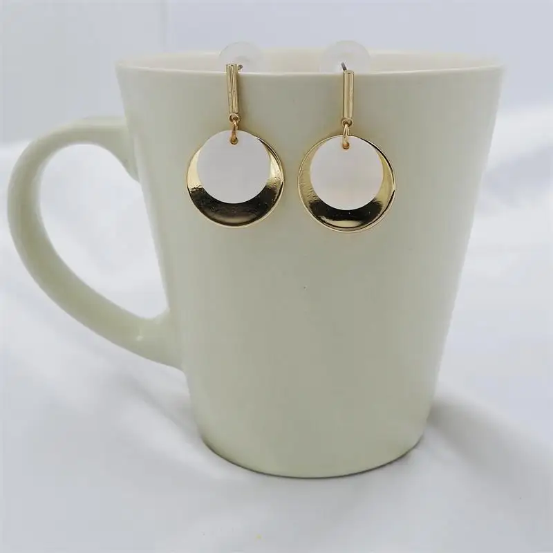 Punk Natural Shell Earrings Love Square White Shell Gold Color Drop Earrings For Women Girl Earrings Geometric