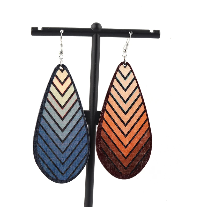 

Newest Long Size Drop Wooden Earrings can mixed 2 colors