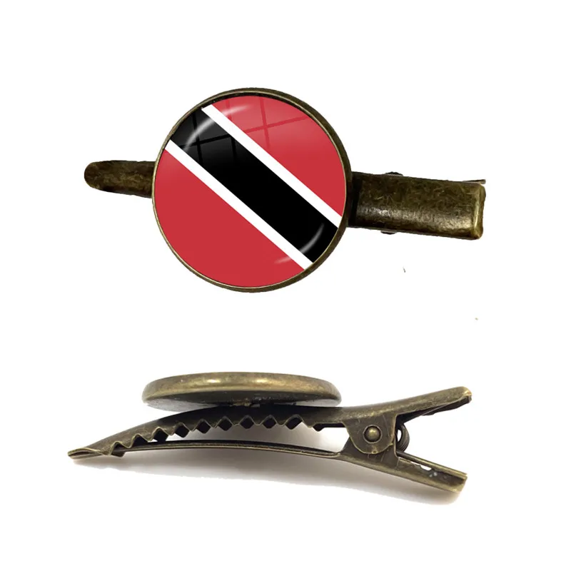 Trinidad,Sierra leone,Jamaica,Guyana,Ghana,UK,Libya,Estonia,India National Flag Glass Cabochon Tie Clip Accessories Jewelry