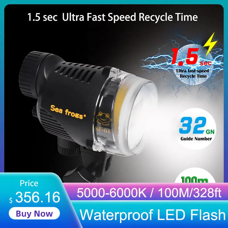 

SF-01 Seafrogs 100M Waterproof Flash Strobe Fill Light 32GN for Sony Canon Fujifilm Nikon Underwater Camera Housings Diving Case