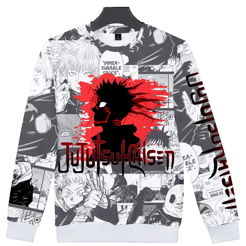 Jujutsu Kaisen Pullover 3D Anime Print Funny Gojo Satoru Warm Mens Sweatshirts Male Clothes Casual Fashion Man Streetwear