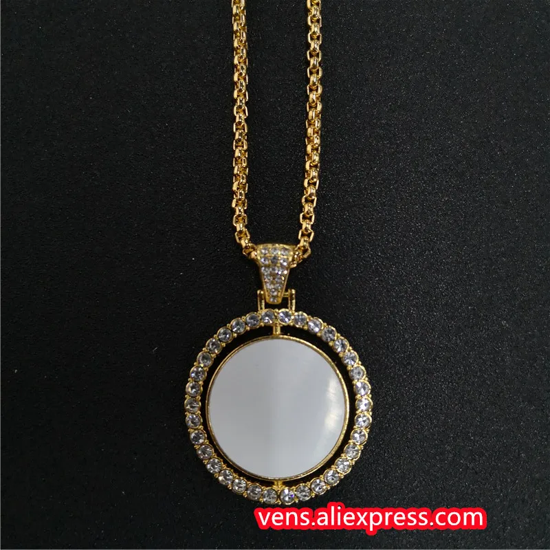 sublimation blank round shape necklaces pendants hot transfer printing pendant jewelry consumables two sided printing 10pcs/lot