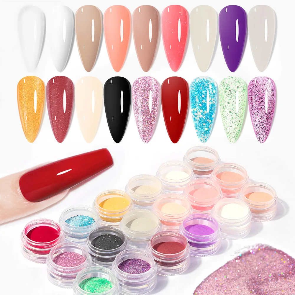 Kit de poudre à ongles, 6 couleurs, scintillant, dégradé, paillettes, naturel, séchage, décoration, Chrome