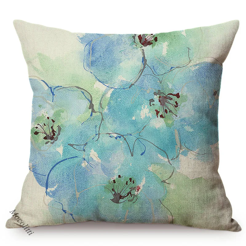 Lotus Gilding Growth Design Sofa Decoration Throw Pillow Case Rainbow Floral Concise Watercolor Room Decor Cushion Cover cojines