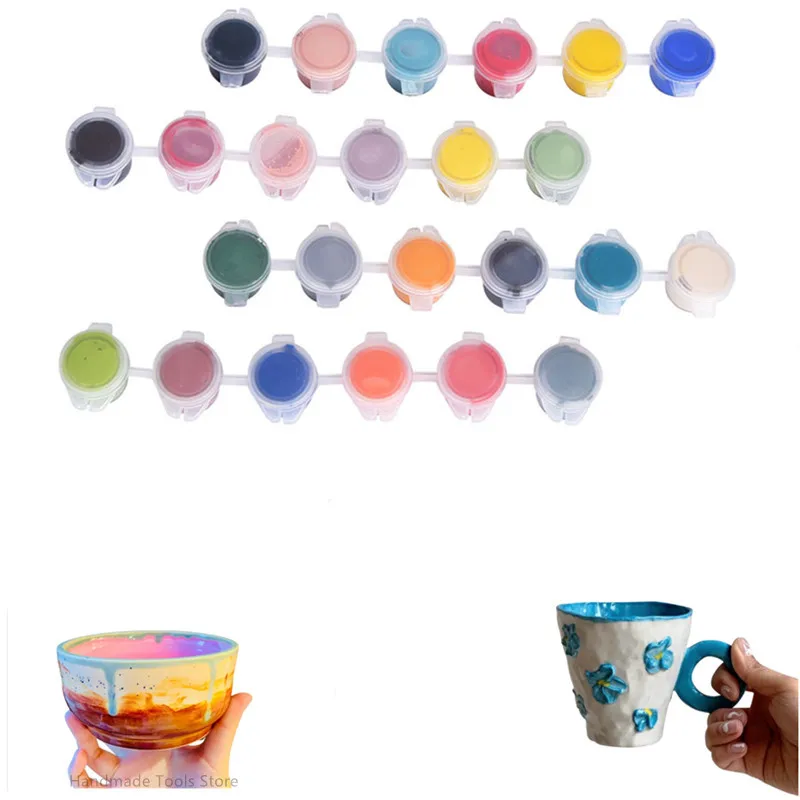 Pottery Art Pigment Ceramic Art, Underglaze, Mini Portable Set, Painting Supplies, 6 Color, Group, 24 Colors