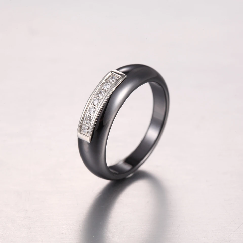 Stainless Steel AAA CZ Engagement Rings for Women/Men With Bling Crystal Smooth Healthy Ceramic Alien Finger Ring Christmas Gift