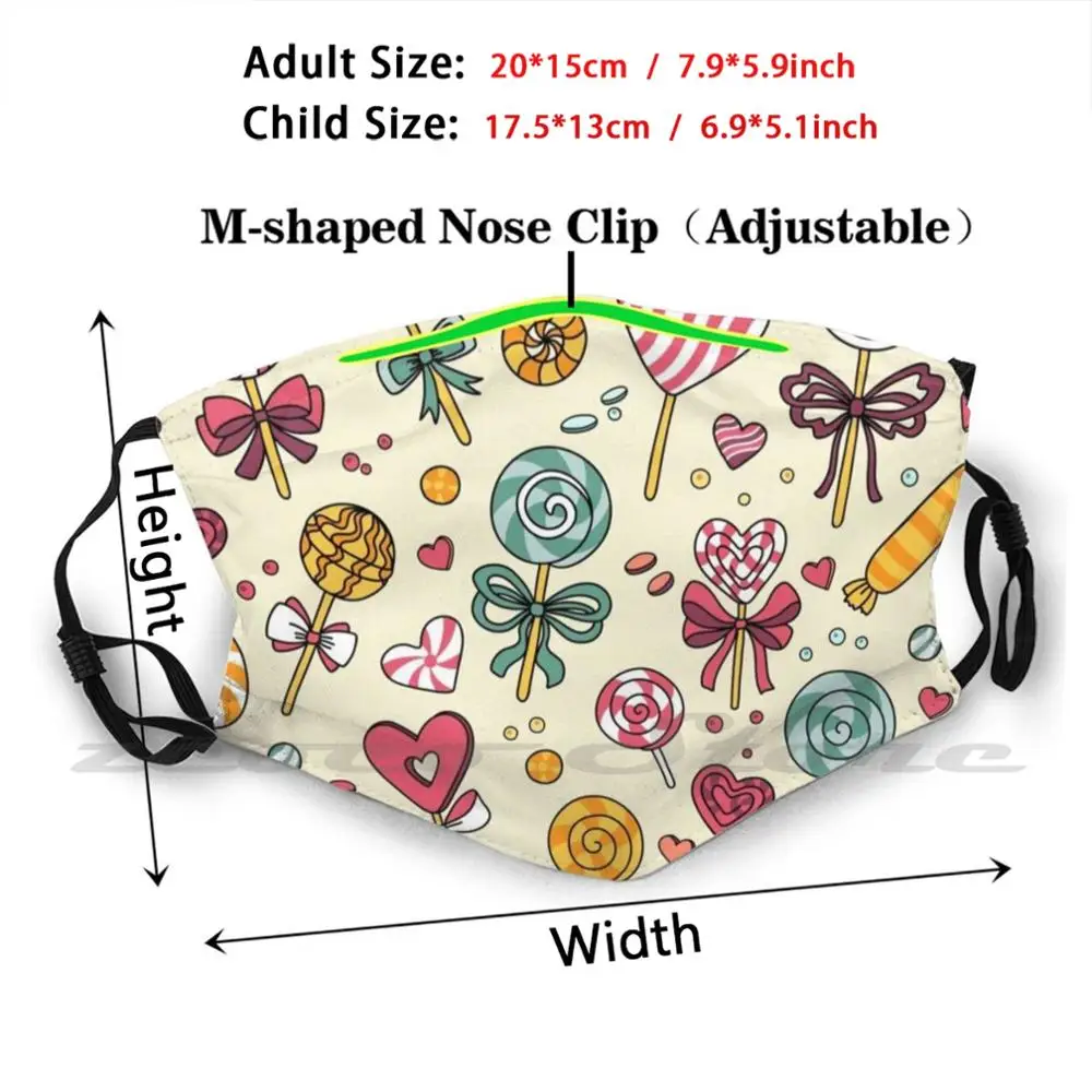 Cute Candy Mask DIY Washable Filter Pm2.5 Mouth Trending Flowers Pattern Aconitum Pattern Seemless Pattern Seemless Flower