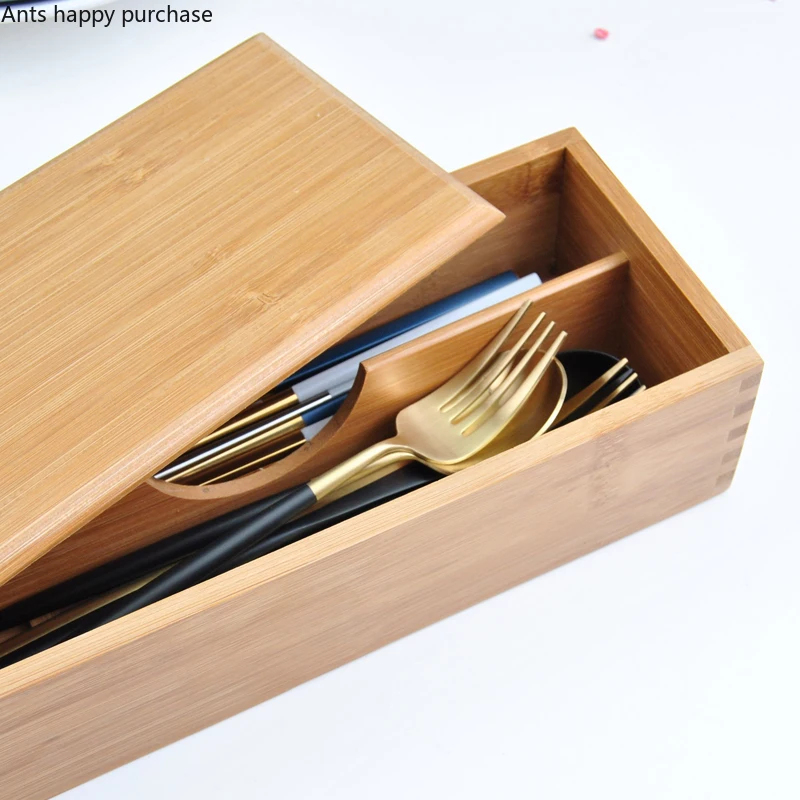 Bamboo Wood Cutlery Storage Box Household Kitchen Tools Restaurant Storage Knife and Fork Chopsticks Box Western Tableware Boxes