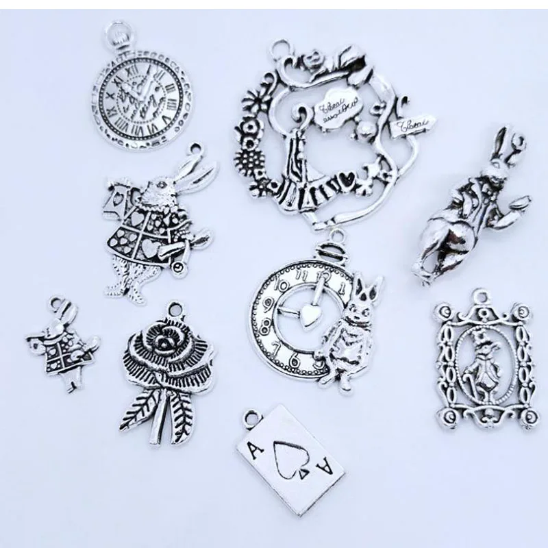 Vintage Metal Alice in Wonderland Party Charms DIY Classic Fashion Accessories Handmade Pendant Charms 20 pieces/lot