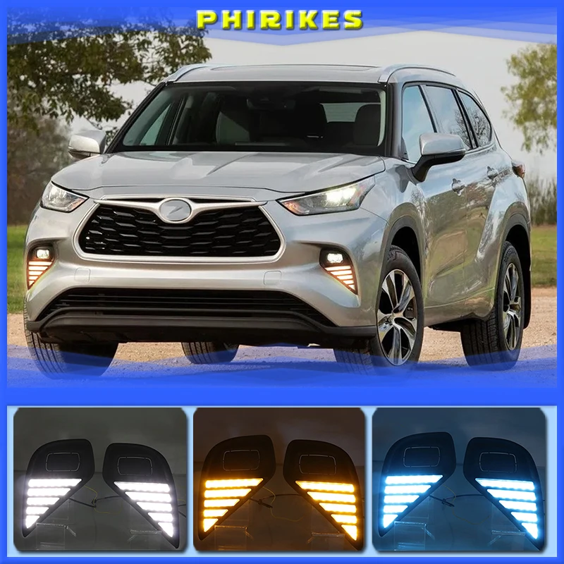 

2Pcs LED Daytime Running Light For Toyota Highlander 2020 2021 Car Accessories Waterproof DRL Fog Lamp Decoration