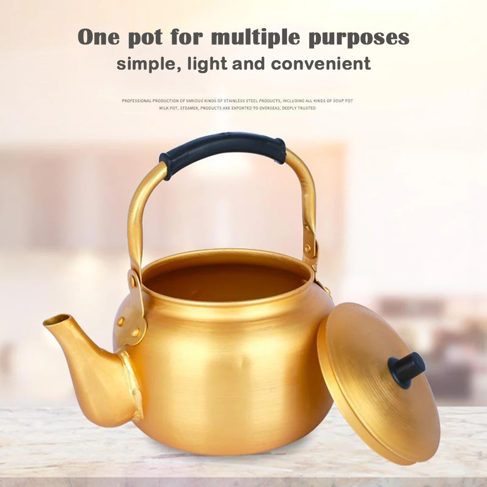 3L/4L, Korean yellow aluminum rice wine jug, Lightweight aluminum Teapot, Gas boiling tea kettle, Warm wine pot for home kitchen