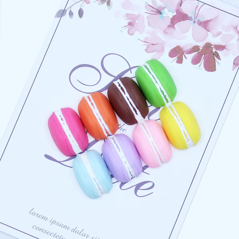 8 Stück Harz süße Macaron Kuchen Flatback Charms Miniatur Verschönerung Applikation DIY Hochzeit Scrapbook Handwerk machen – Detail 5