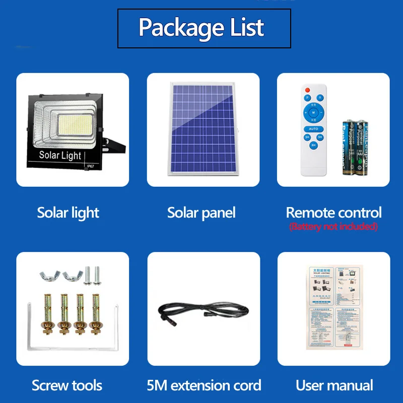 LED Solar luzes de inundação com controle remoto, 300W, atualizado, 353 LEDs, IP67 impermeável, 6500K, Auto ligar e desligar, ao ar livre, quintal,