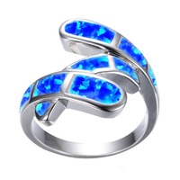 Fashion Jewelry Geometry Faux Opal Lady Engagement Wedding Ring Glamour Accessories for Girls Party