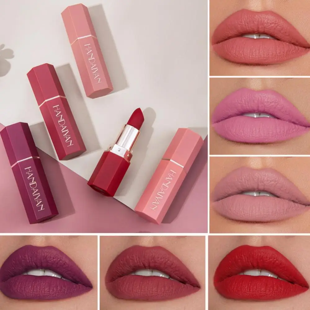 80% Hot Sale HANDAIYAn Matte Long Lasting Non Sticky Waterproof Lipstick Lip Gloss Cosmetic