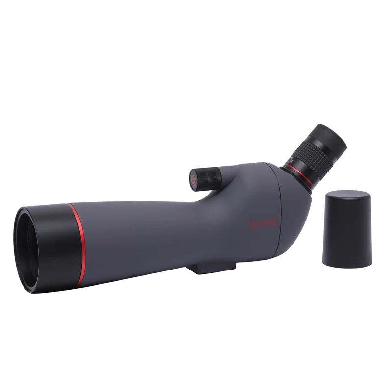 SCOKC 20-60x60mm Zoom Angled Spotting Scope bak4 Monocular Telescope Waterproof with Tripod Soft Case Dark